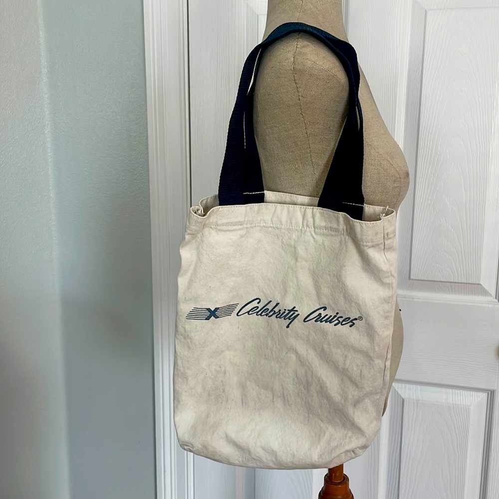 Vintage celebrity cruises beach bag shopping tote canvas souvenir blue w…